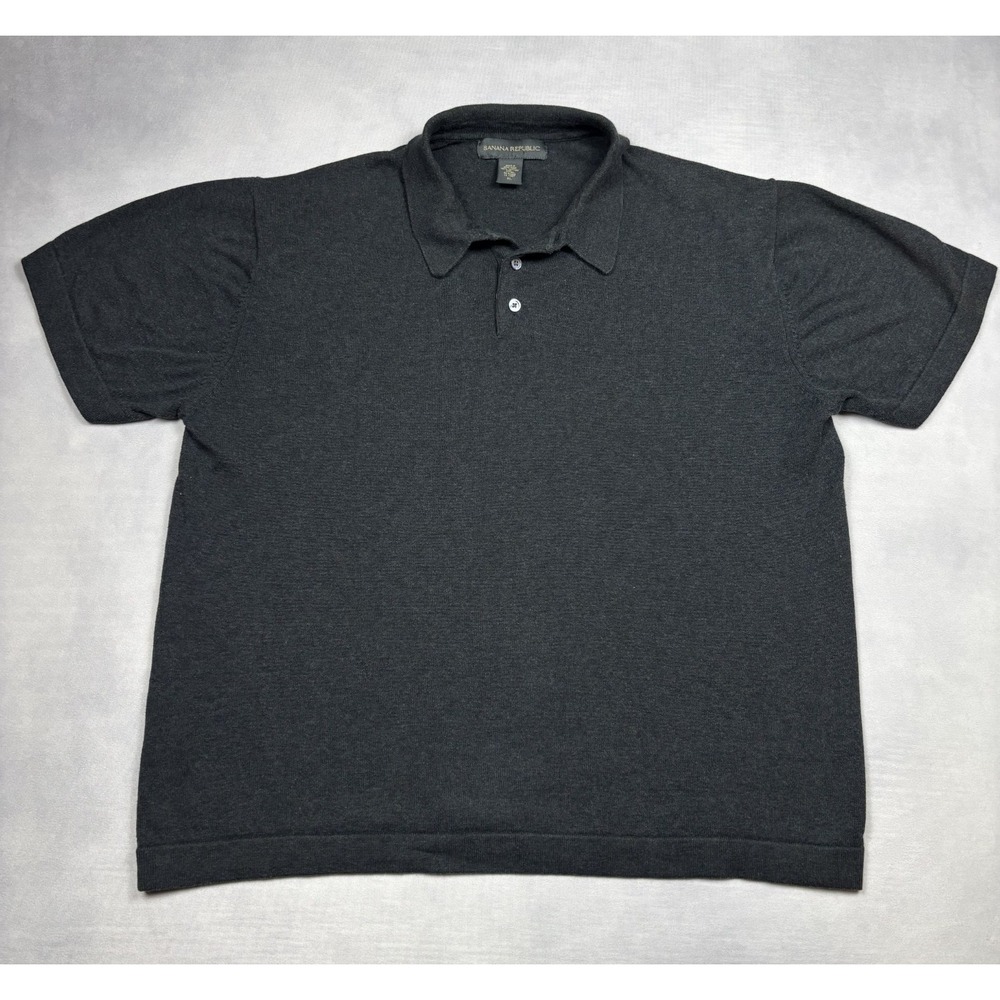 Banana Republic Polo Shirt Mens XL Black 100% Cotton Short Sleeve‎ XL